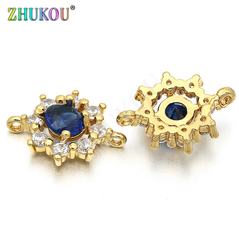 10*13mm Handmade Brass Cubic Zirconia Crystal Charms Connectors DIY Jewelry Bracelet Necklace Making, Model: VS142