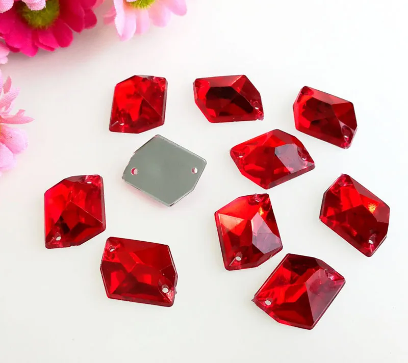 50pcs 14x17mm 17x22mm Ice shape High quality Acryl sew on rhinestones with two holes,diy/clothing accessories