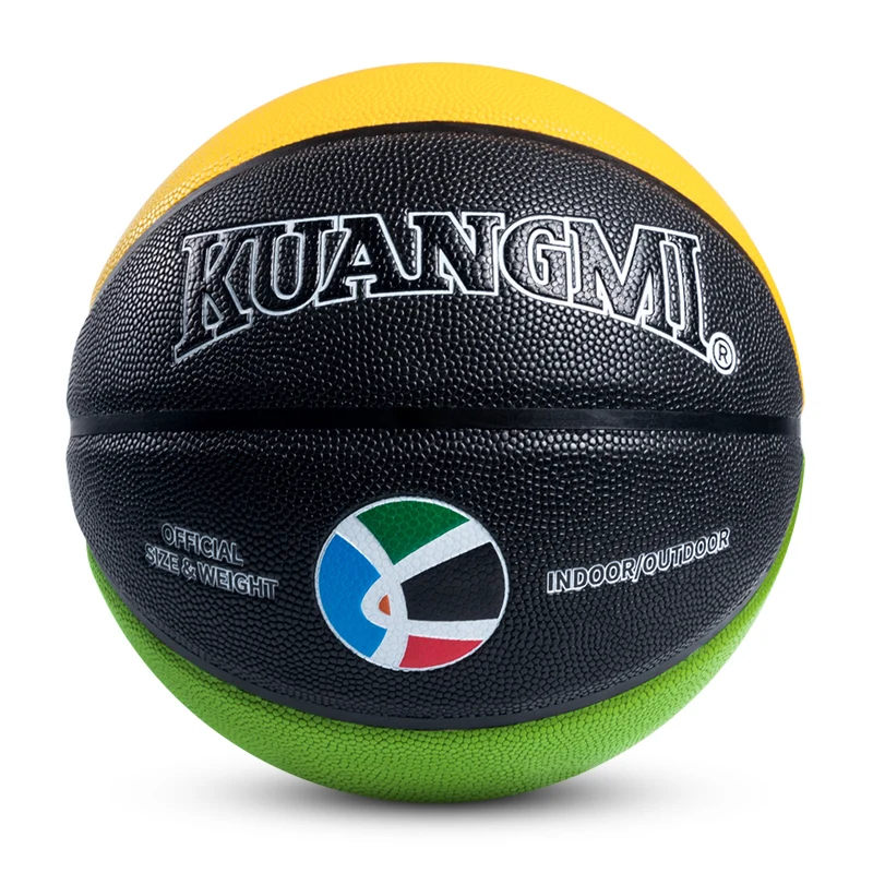 Kuangmi  Indoor Outdoor Sports Training Basketball Ball SIZE 3 4 5 6 7 Match PU Leather Professional Free With Net Bag+Pins