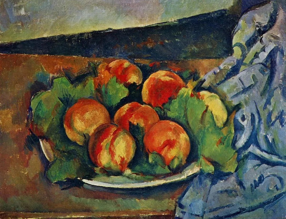

Картина маслом ручной работы на льняном холсте, тарелка от paul Cezanne, картина маслом натюрморт