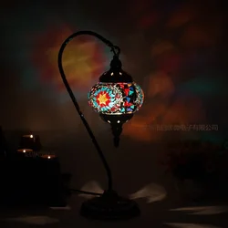 Turkish Mosaic Table Lamp Vintage Art Deco Handcrafted Lamparas De Mesa Mosaic Glass Romantic Bed Light Lamparas Con Mosaicos