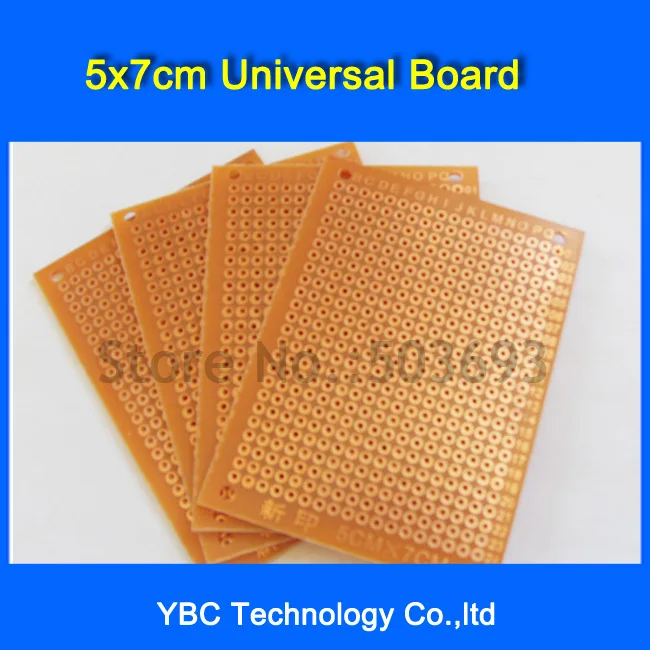 Free Shipping 50pcs/Lot 5x7cm PROTOTYPE PCB Bakelite Plate One Layer 5*7cm Panel Universal Board for DIY