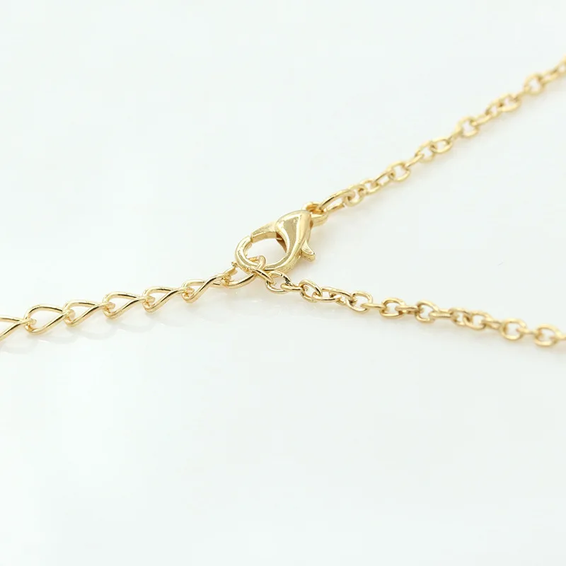 Golden Metallic Simple Stick Pendant Thin Chain Women Fashion Necklace