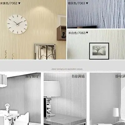 

Q QIHANG Non-woven Classic Flocking Plain Stripe Modern Fashion Wallpaper 3 Colors 0.53m*10m=5.3m2