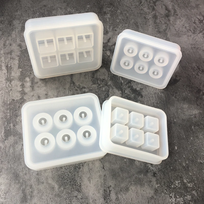 Transparent Rectangle Silicone Bead Mould Square Ball 6 Hanging Holes DIY Epoxy Jewelry Mold