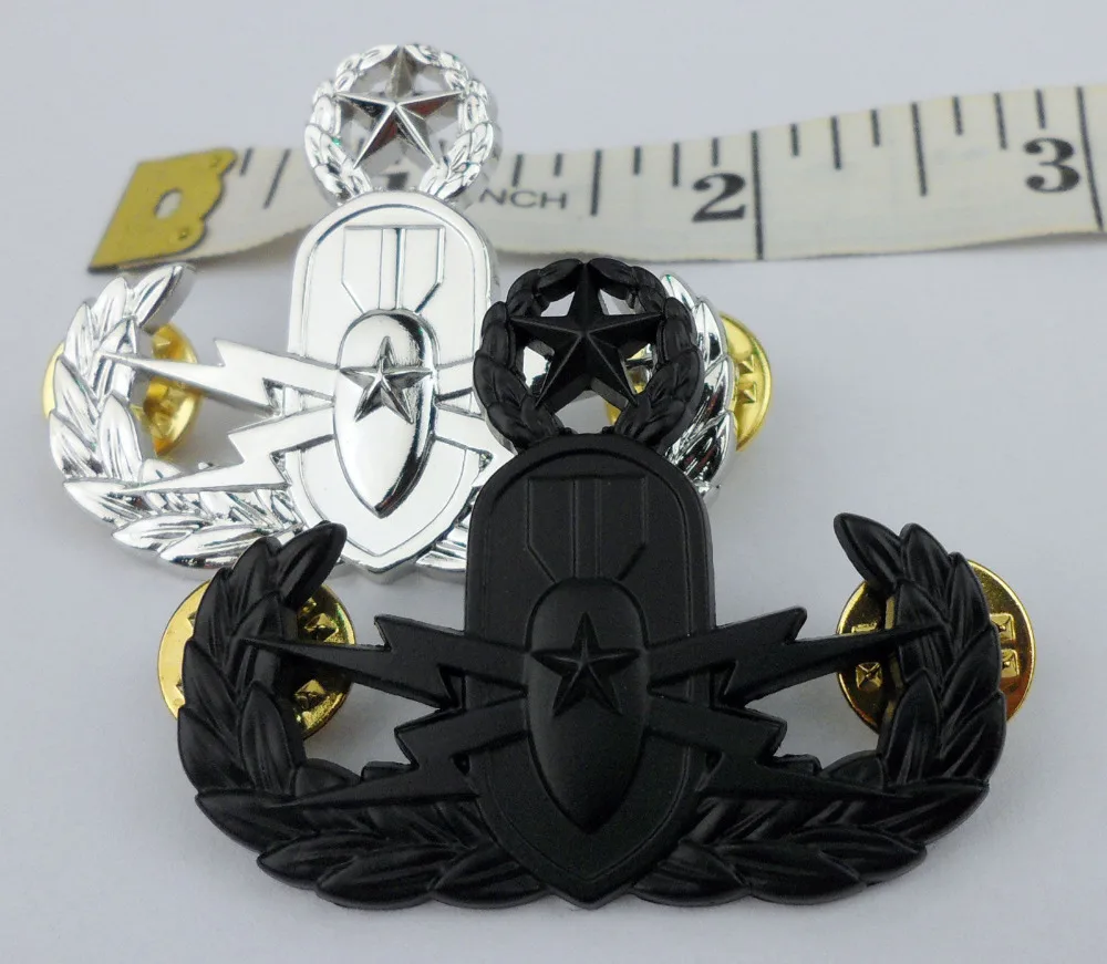 TWO US NAVY MASTER EXPLOSIVE ORDNANCE DISPOSAL EOD BADGE INSIGNIA PIN