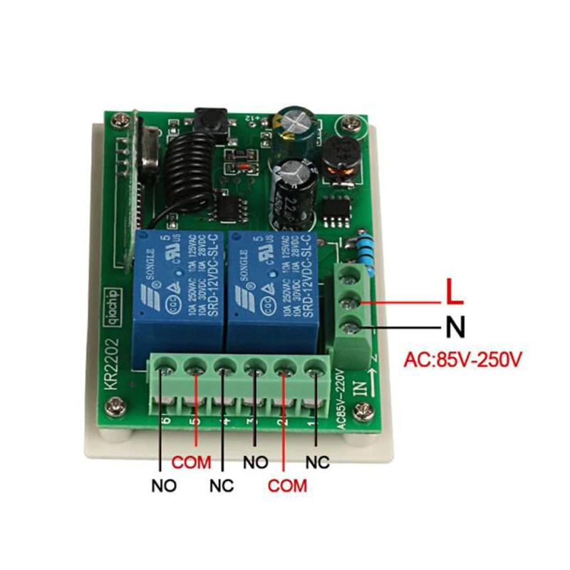 433mhz Wireless  light smart Remote Control Switch RF Relay Receiver Learning Module DIFODA 433Mhz AC 110V 220V 2 CH Universal