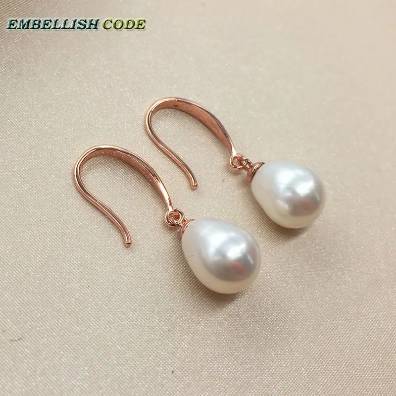 charming hook earrings natural freshwater cultured fine pearls teardrop shape flawless jewelry rose red gold-plated for women