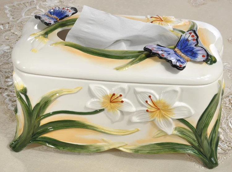 Party Diewu European box large ceramic sub box table napkin box room furnishings creative garden