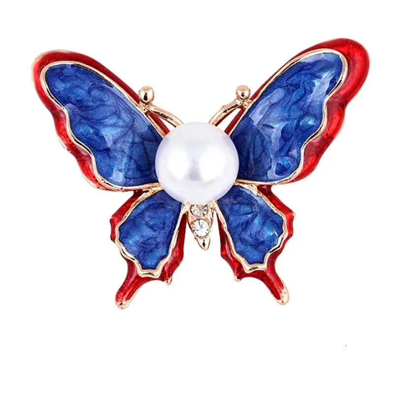 Utei Jewelry Retail Hot Selling Amazing Ren Adn Blue Color Enamel Cute Butterfly Brooch Women Garment Accessories Pin Corsage