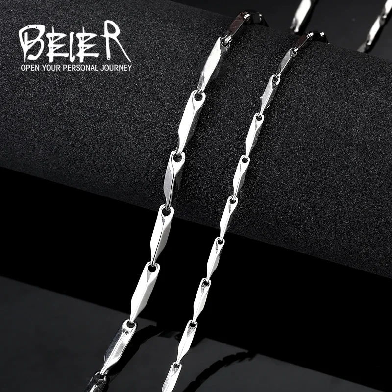 BEIER Wholesale Cheap Man\'s Fashion Jewelry Stainless Steel Seeds For Woman Unisex Cool Chain Steel/gold color Necklace BN1024