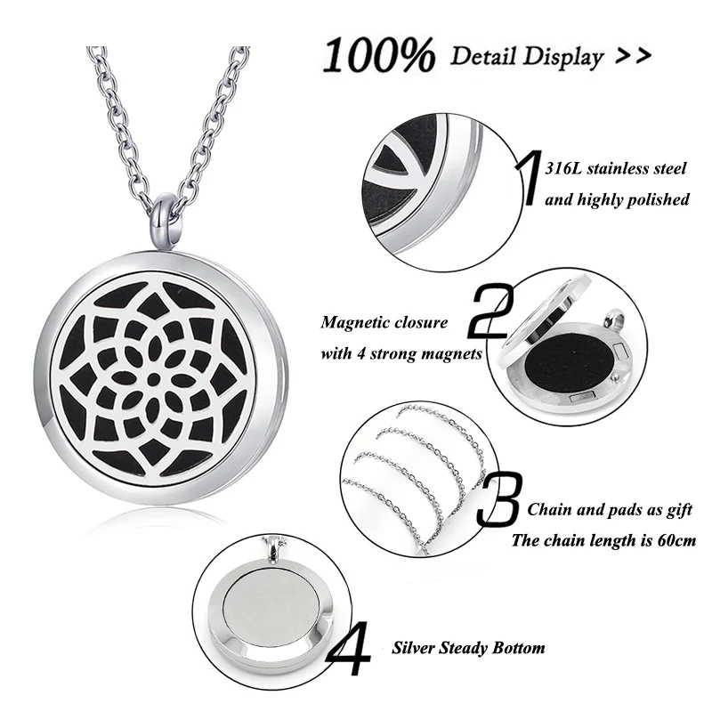 Celtic Trinity Knot Wholesale Essential Oils Diffuser Necklace Stainless Steel Pendant Aromatherapy Perfume Magnetic Locket