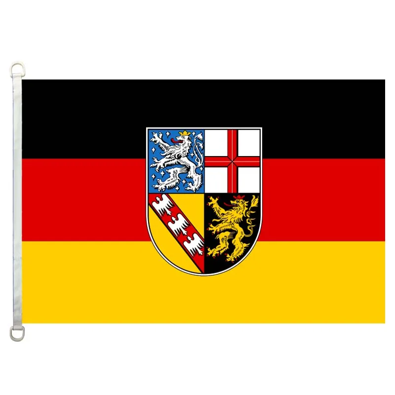 

Saarland national flag,90*150CM size, 120g/m2 knitted polyester fabric,with two D ring