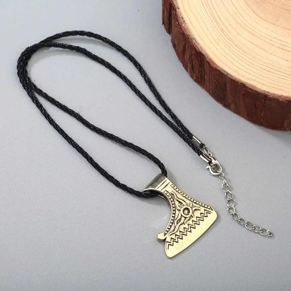 CHENGXUN Viking Perun Axe Men Necklace Retro Style Religious Collier Nordic Odin\'s Thor Hammer Pendant Gothic Jewelry