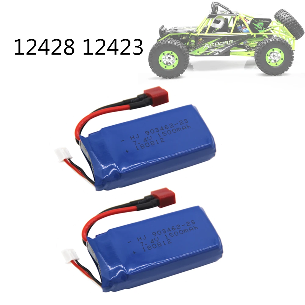 2pcs/set 7.4V 1500mAh Lipo Battery 12423 12428 For Wltoys 12423 12428 Crawler Car Battery 1500 mah 7.4 V Lithium battery