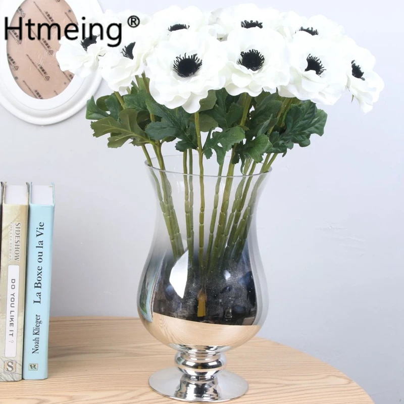 10PCS/a lot Silk Single Head Anemone Flower Home Living Room Decoration Fake Flowers Wedding Party Background Props