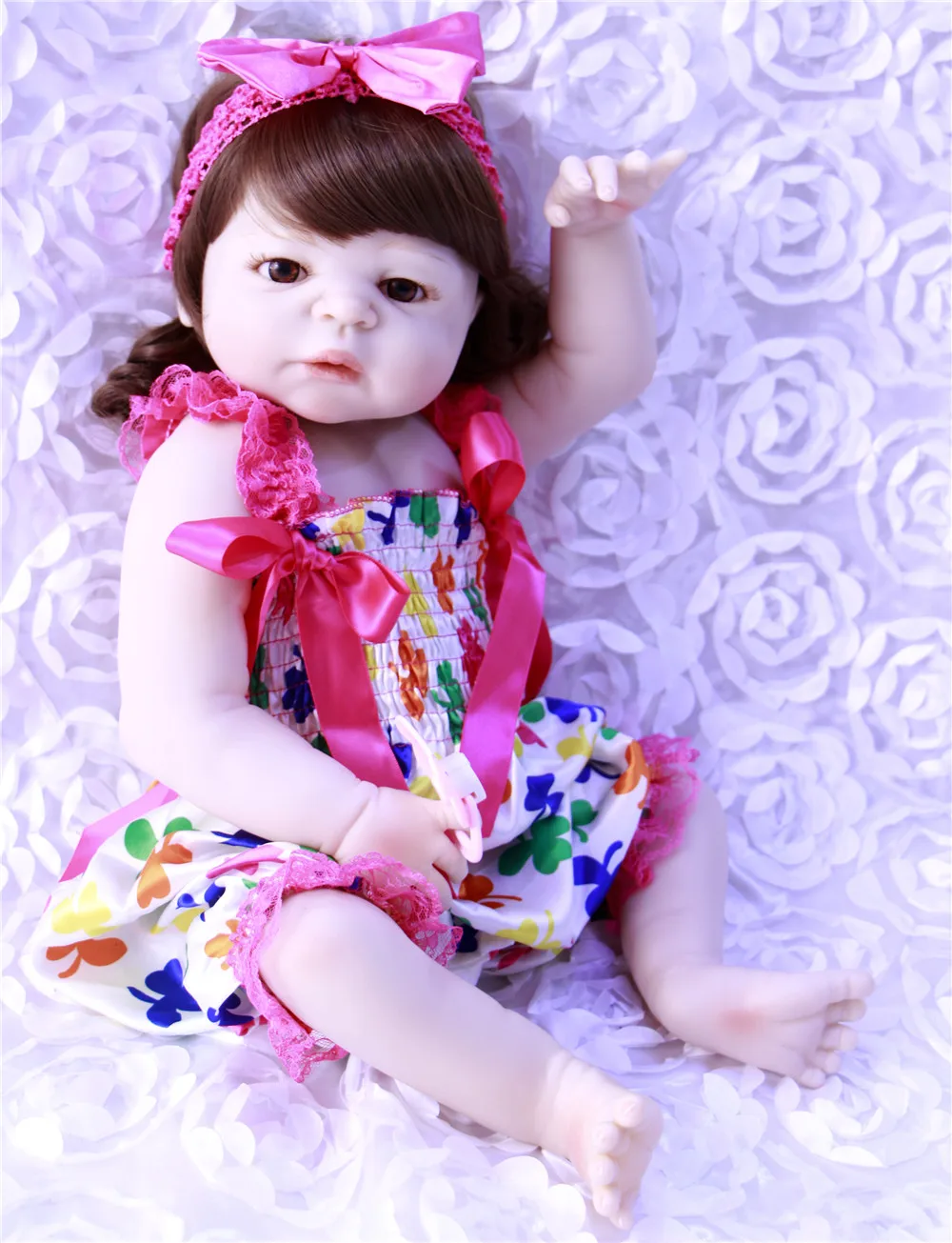 

23" 57cm curly hair wig reborn girl dolls full Silicone reborn baby dolls toys child gift can bathe bebe alive reborn bonecas