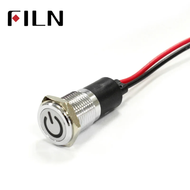 FILN 14mm panel hole car applicancance led red yellow white blue green 6v 24v 110v 220v mini led indicator light with 20cm cable