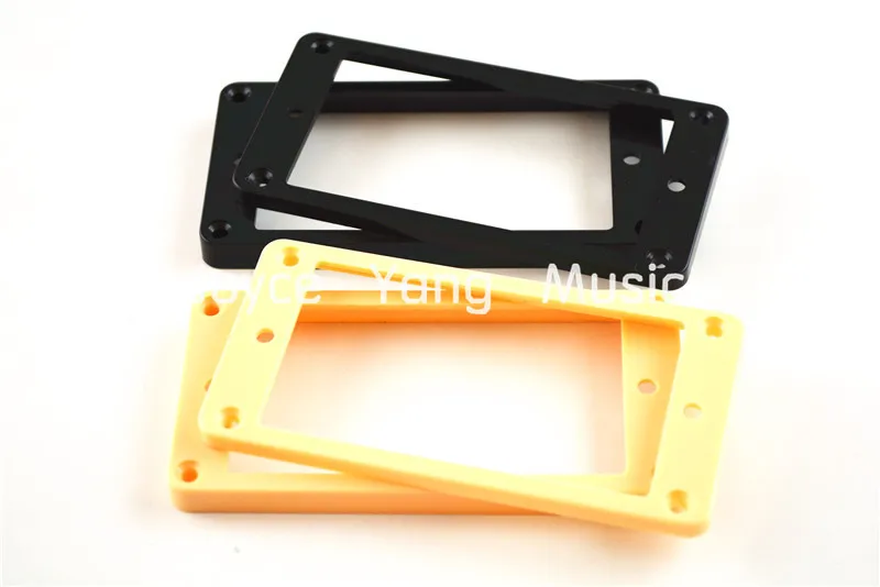 Niko 4 pcs Cream Hitam Plastik Datar Humbucker Pickup Bingkai Cincin Pemegang Pemasangan 5*7/7*9mm