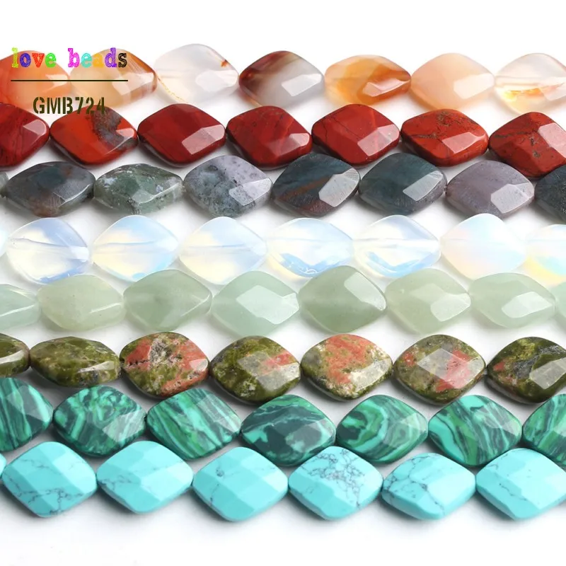 10x13mm Natural Faceted Stone Rhombus Beads for Jewelry Making DIY Bracelet 16pcs Beads