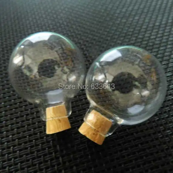 300pcs/lot clear glass ball 24x28mm transparent glass bottle with cork glass vial pendant glass globes glass dome diy finding