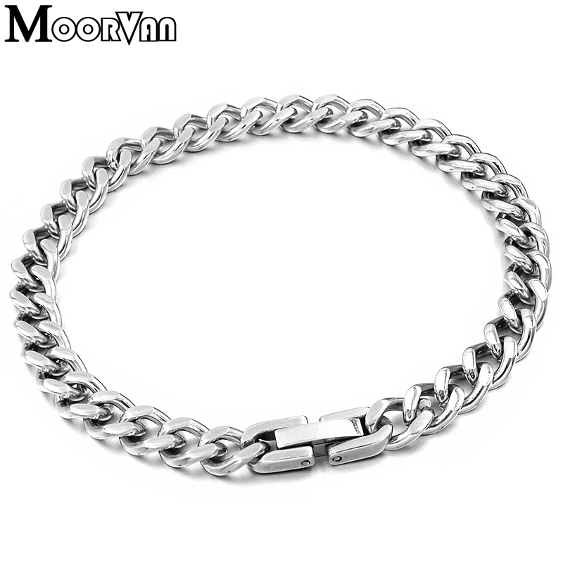 Moorvan Customed 18cm/19cm/20cm/21cm Boy Girl stainless steel gift chain Jewelry for Men Women Bracelet new hiphop link 2023