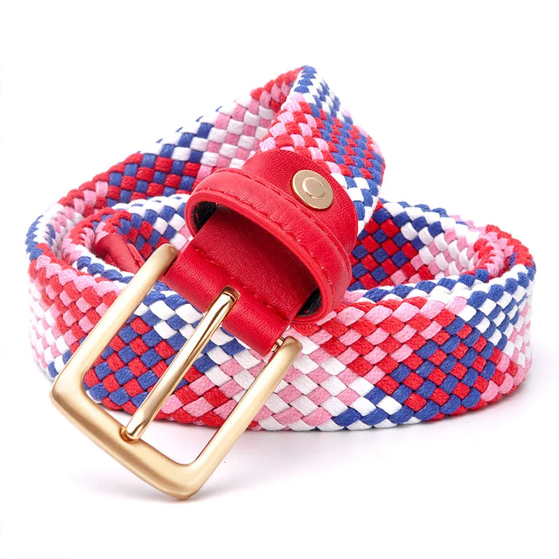 Knitted Women Belt With Gold Buckle 3.0 CM Without Holes Cotton Weave Pipe Strong Belts Braided Lover Belt 3.5 CM Men Belts