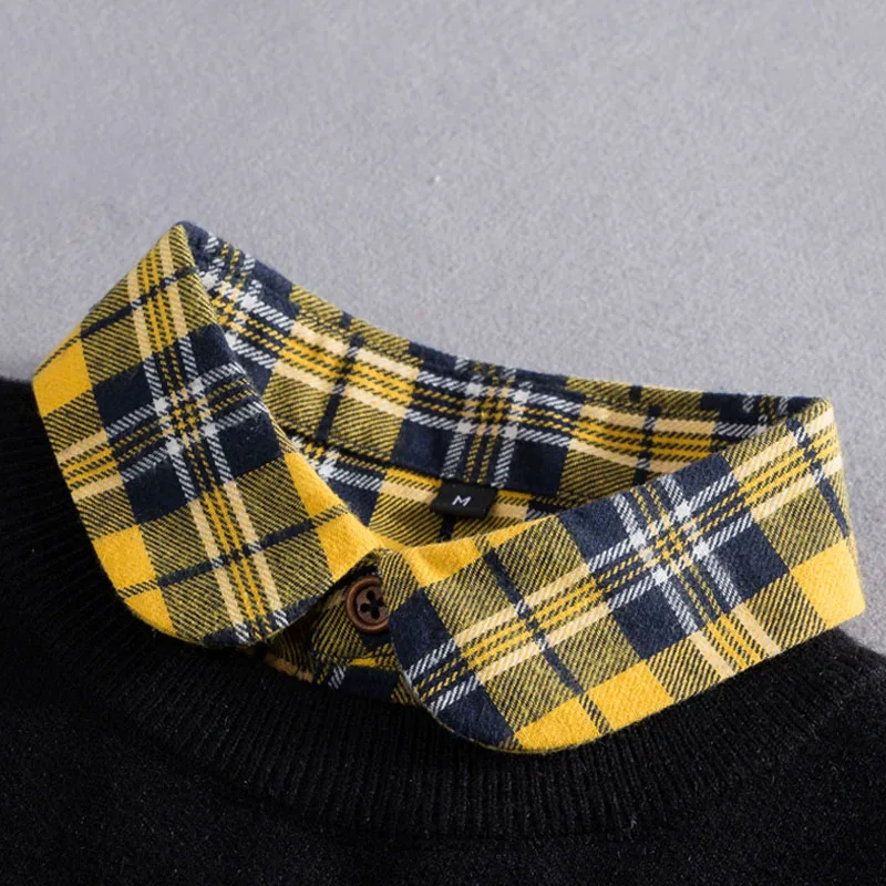 

Vintage Plaid Fake Collar Women Detachable collars New Fashion Cotton False Collar Shirt Tie Female Removable Dickie Shirt Women