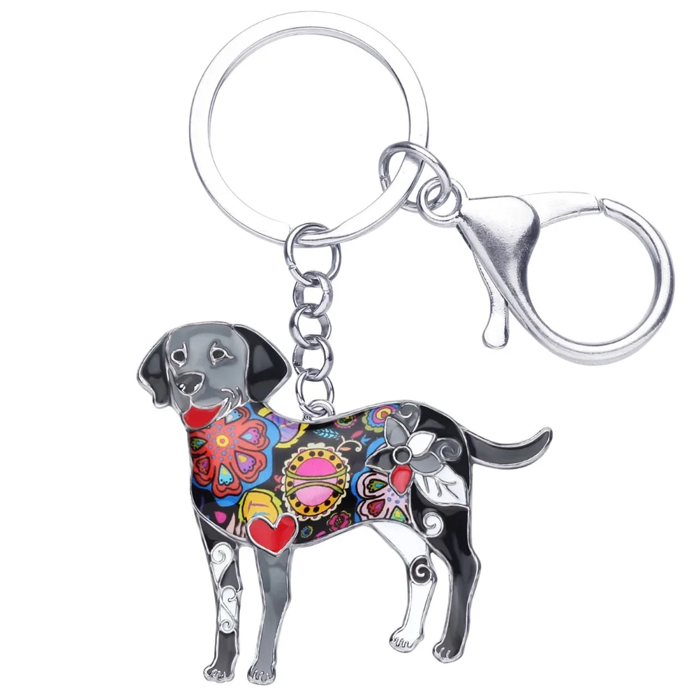 Bonsny Enamel Labrador Dog Key Chain Key Ring New Jewelry For Women Girls Bag Charm Pendant Car Key Holder Keychain Accessories