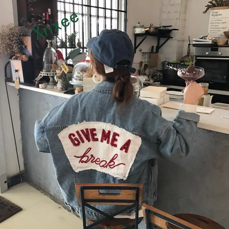 

Xnxee 2019 Autumn New Korean Loose Women Coat Letter Embroidery Fashion Jacket