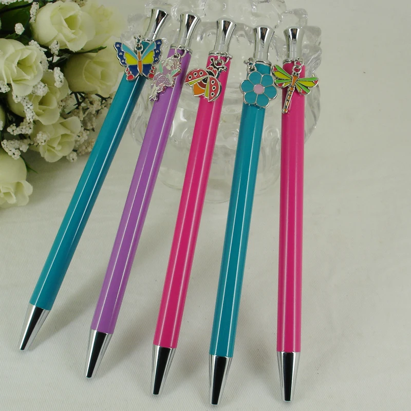 ACMECN Novelty Design Cute & Slim Pen with Ornament Propelling Writing Cool push Ball Pen with Pendent for School Students Gifts