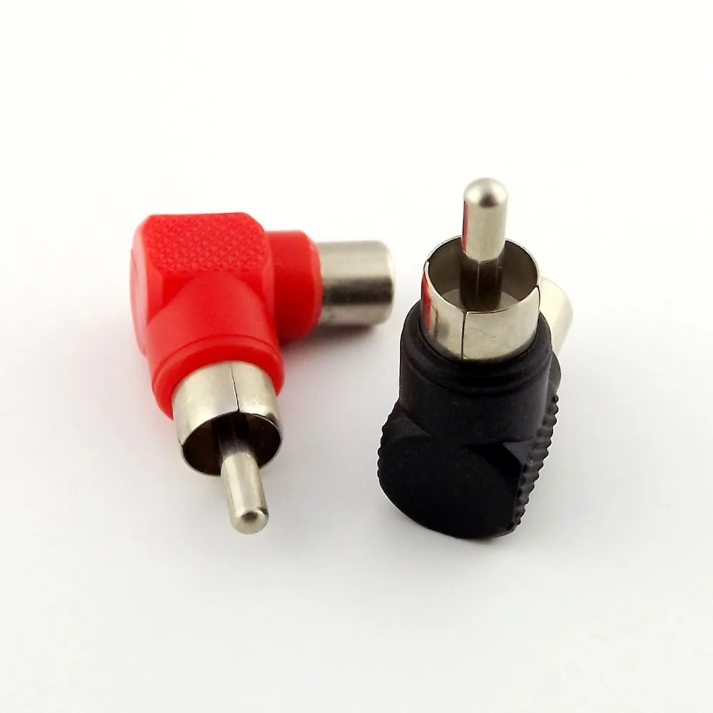 10pairs RCA Male to RCA Female Jack Nickel Right Angle AV Audio Adapter Red + Black