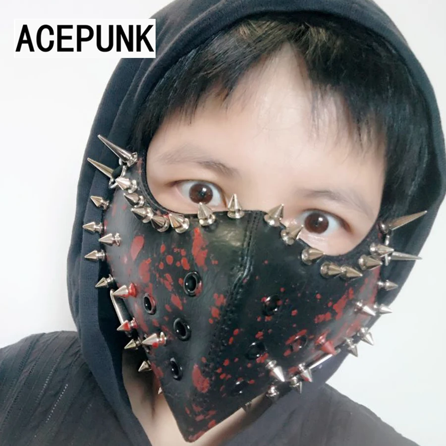 

New Retro Punk Mask Bloody Masks Warm Winter Halloween Spike Masks Women Men Fashion Trendsetter Rivet Punk Rock Mask