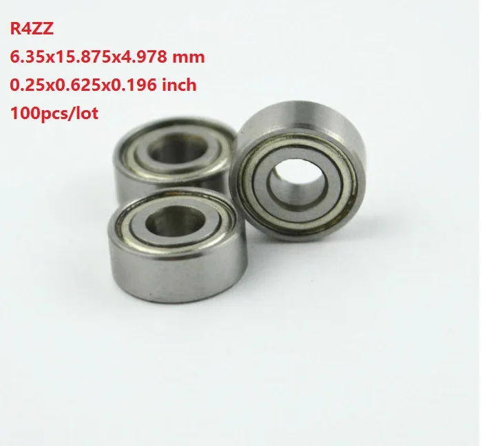 

100pcs/lot R4ZZ R4 ZZ 2Z ball bearing 0.25x0.625x0.196 inch Deep Groove Ball bearing 6.35x15.875x4.978 mm