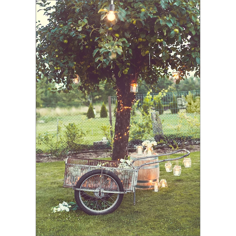 Allenjoy rustykalne tło fotografii ślubnej wózek natura drzewo tło photocall sesja zdjęciowa photobooth niestandardowe prop