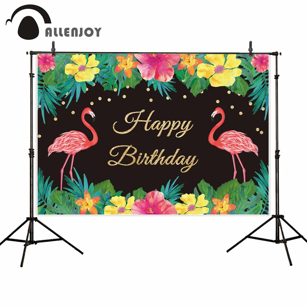 

Allenjoy birthday photography backdrop flamingo flowers leaves children party photo studio background photobooth photocall