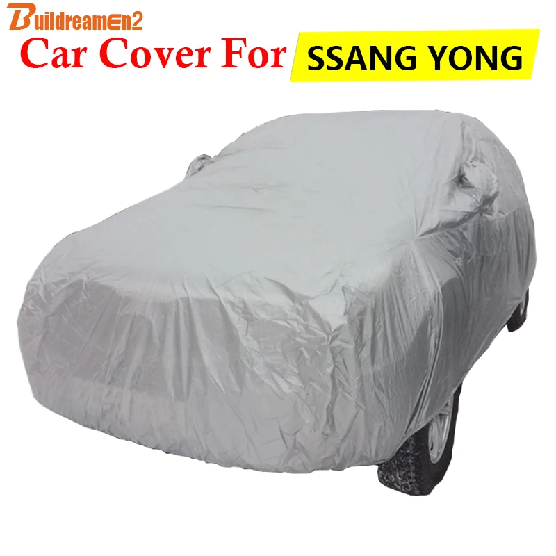 Buildreamen2 Auto Outdoor Sun Shade Rain Snow Protection Dust Proof Anti-UV Car Cover For SSANG YONG Korando Rexton Rodius XLV