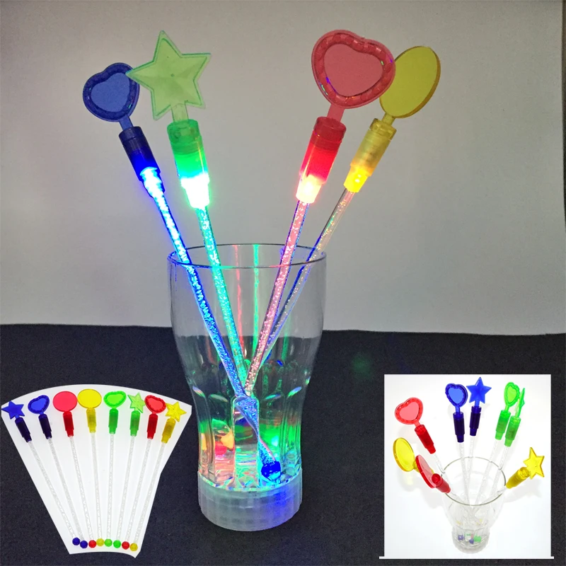 15 pçs/lote engraçado luminoso swizzle vara acender para festa bar clube decoração de casamento fontes coloridas