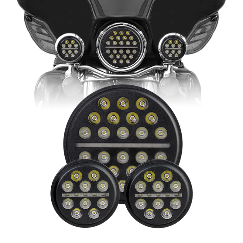 

4.5inch Passing Auxiliary Spot Fog Lamp & 7" Slim section LED Projection Headlight Fits All for Harley Motorcycle Bike