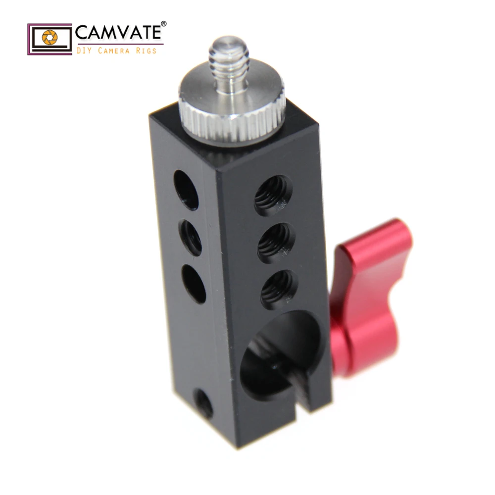 Connettore a vite filettato in alluminio 1/4 "-20 CAMVATE con morsetto a stelo singolo Standard da 15mm per videocamera/Monitor Video/videocamera/DSLR