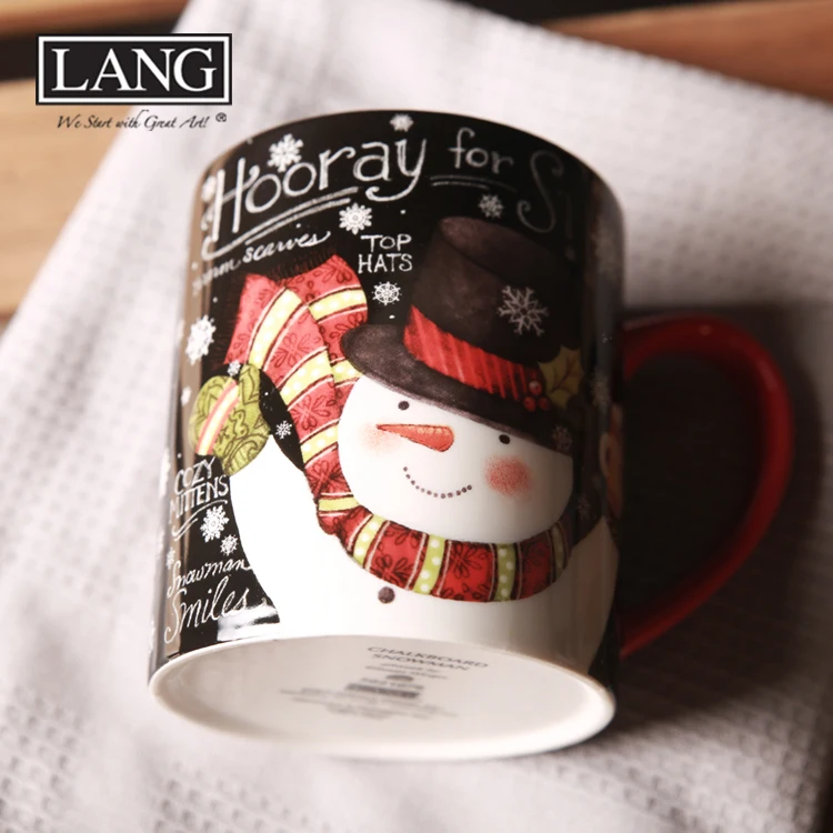 High Quality Christmas Mugs Ceramic Handgrip Porcelain Snowman Coffee Cup Zakka Thicken 450ml Black Red Cups and Mugs Wholesale