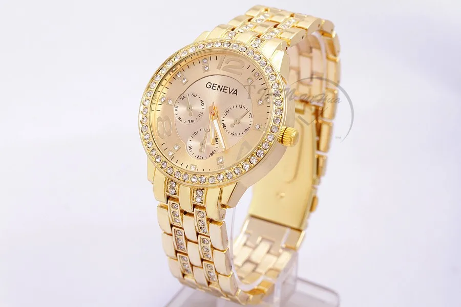 Women Watches Ladies Watches Top Brand Luxury Geneva Watches Women Stainless Steel Quartz Bracelet Watch Crystal Bayan Kol Saat