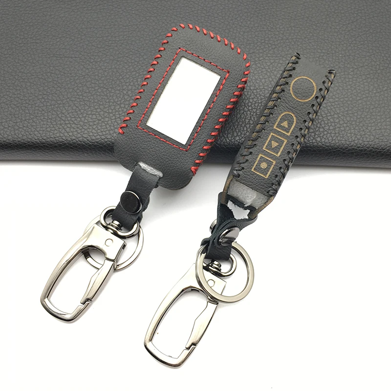 A92 Real Leather Key Case Keychain Cover Bag For StarLine A92 A94 A62 A64 A95 Two Way Car Alarm LCD Remote Transmitter