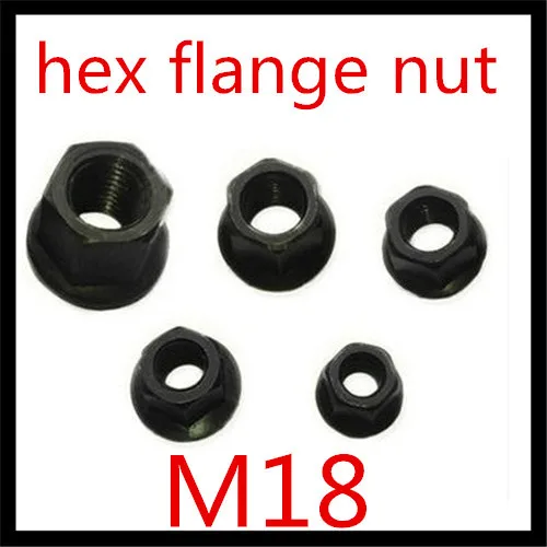 

6pcs/lot High Quality Factory Direct Sale steel with black oxide m18 hex flange nut