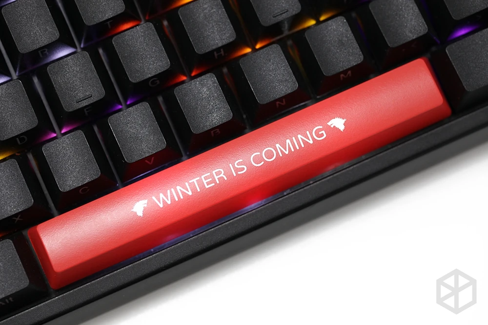 Novelty Shine Through spacebar Keycaps ABS Etched, black red custom mechanical keyboards light got houses mottos