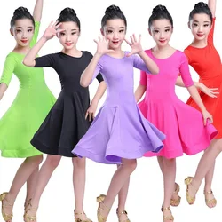 Professional Latin Dance Dress for Girls Competition Costumes Kids Modern Latin Dancing Dress Ballroom Party Children Dancewear