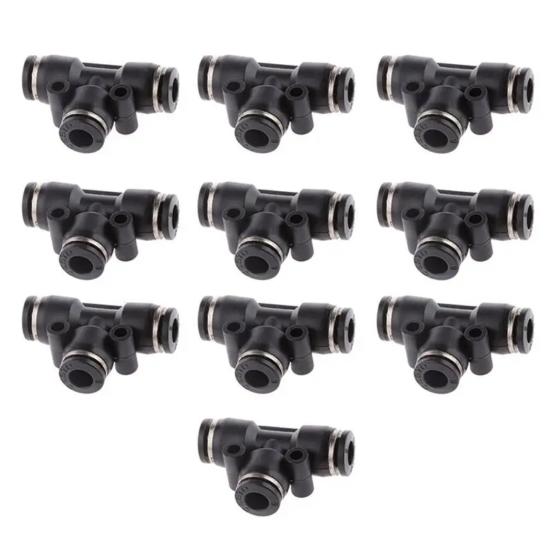 

10pcs Tube OD 6mm 1/4 Tee Union Pneumatic Push Connector Air Line Quick Fittings Joint Adapter Couplings