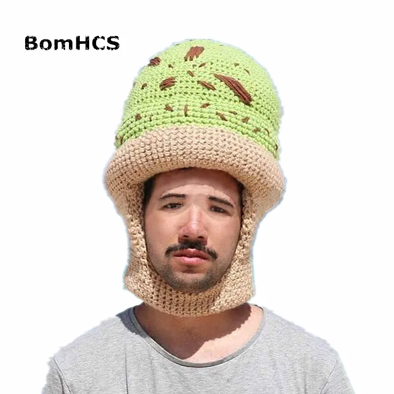 BomHCS Funny Beanie 100% Handmade Knit Hat Novetly Halloween Party Birthday Christmas Gift