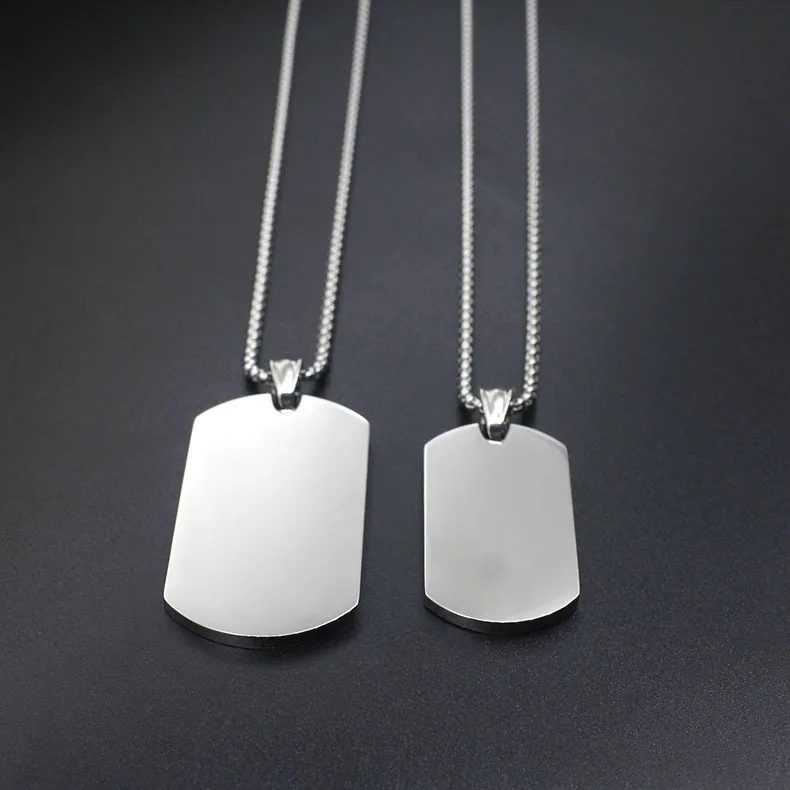 Punk Cool Blank Stainless Steel Mens Military Army Style Dog Tags Pendant & Necklace Fashion Keychain Men Jewelry 2 Size