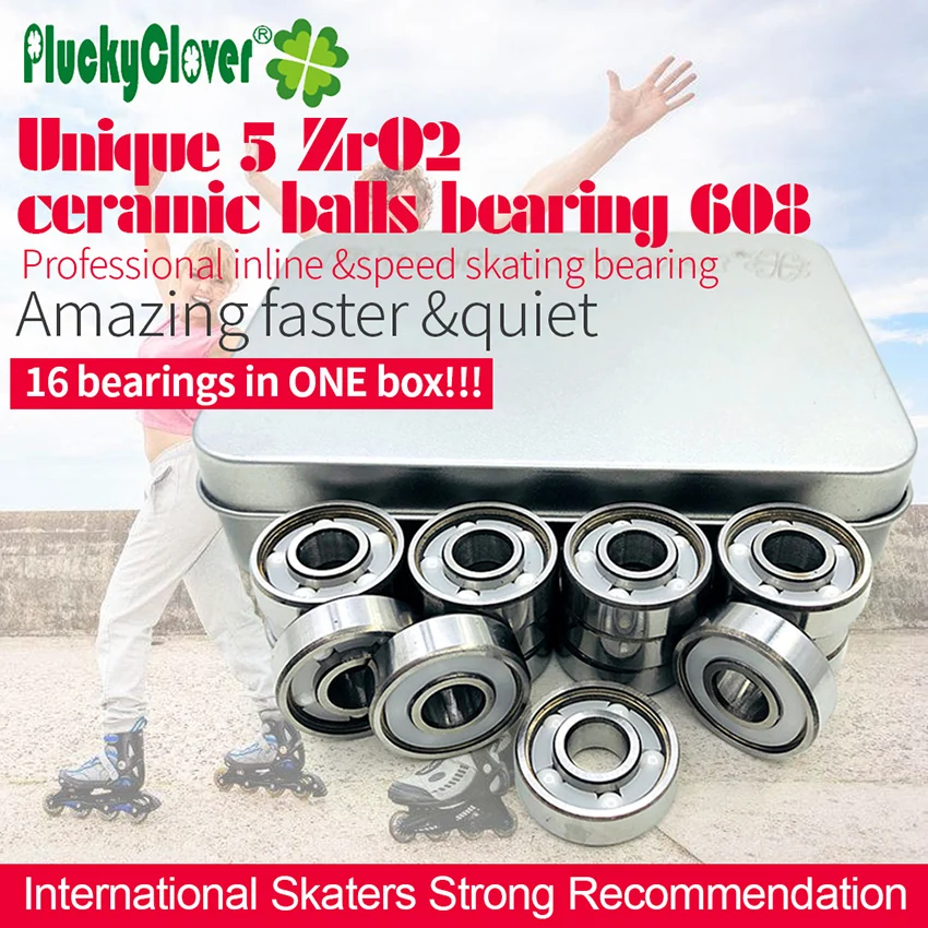 

16pcs 5 ball Bearing 608 ABEC-11 Ceramic ball Bearing For Inline Skate Shoes Roller Slalom Skating Speed Skate Race bearing 608